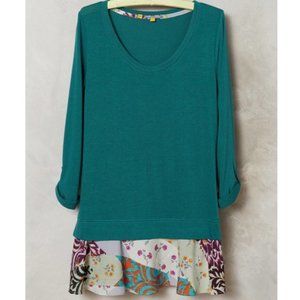 Anthro Little Yellow Button Layered Swing Top